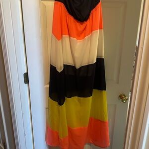Truth Colorblock Maxi Dress - Orange, Yellow, Black, White